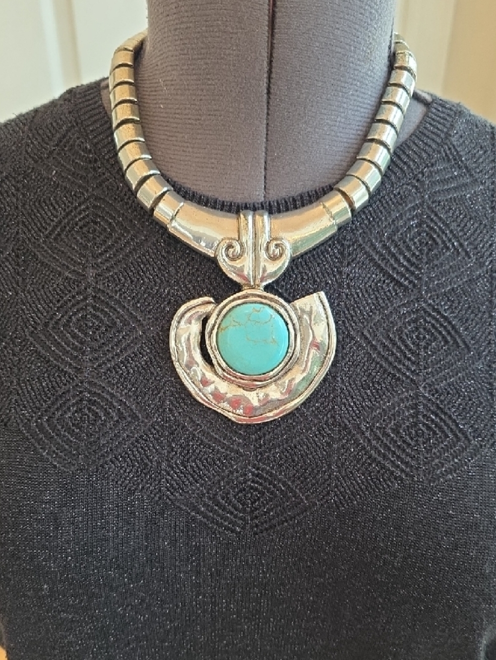 Treska Silver-Tone Necklace & Earring Set with Turquoise Accents - Picture 4 of 5